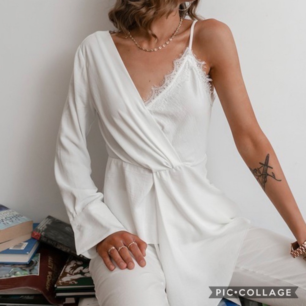 One Shoulder Asymmetrical Blouse - Picture 3 of 4